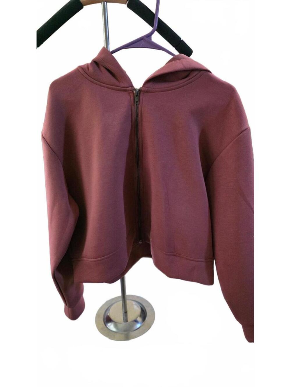 Women S Double Knit Zip Hoodie Sweatshirt - A New Day Rust L